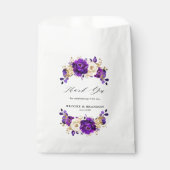 Royal Paars Violet Gold Floral Botanical Wedding Bedankzakje (Voorkant)