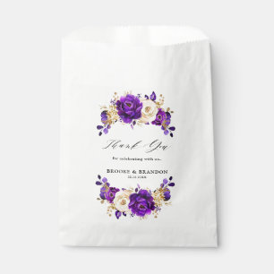 Royal Paars Violet Gold Floral Botanical Wedding Bedankzakje