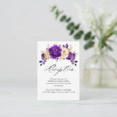 Royal Paars Violet Gold Floral Botanical Wedding Informatiekaartje (Staand voorkant)