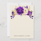Royal Paars Violet Gold Floral Botanical Wedding Kaart (Achterkant)