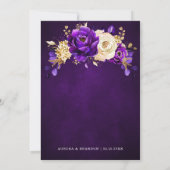 Royal Paars Violet Gold Floral Botanical Wedding Kaart (Achterkant)