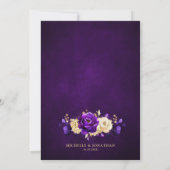 Royal Paars Violet Gold Floral Botanical Wedding Kaart (Achterkant)