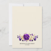 Royal Paars Violet Gold Floral Botanical Wedding Kaart (Achterkant)