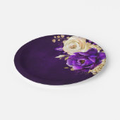 Royal Paars Violet Gold Floral Botanical Wedding Papieren Bordje (Gekanteld)