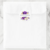 Royal Paars Violet Gold Floral Botanical Wedding Ronde Sticker (Tas)