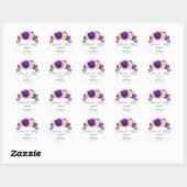 Royal Paars Violet Gold Floral Botanical Wedding Ronde Sticker (Vel)