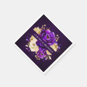 Royal Paars Violet Gold Floral Botanical Wedding Servet (Hoek)