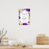 Royal Paars Violet Gold Floral Kaarten & cadeautje Poster (Keuken)