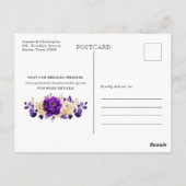 Royal Paars Violet Gold Floral Sla de datum op Pos Briefkaart (Achterkant)