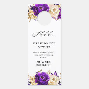 Royal Paars Violet Gold Floral verstoort niet Deurhanger