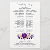Royal Paars Violet Gold Floral Wedding Programme (Achterkant)