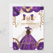 Royal Paars Western Charro 2-sided Quinceanera in Kaart (Voorkant)