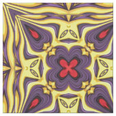 Royal Paars Yellow Kaleidoscope Stof (Close Up)