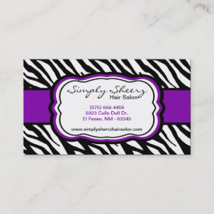 Royal Paars Zebra Print Hair Salon Visitekaartje