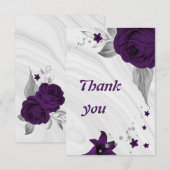 royal paars zilver grijs floral geometric bedankkaart (Voorkant / Achterkant)