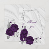 royal paars zilver grijs floral geometric bedankkaart (Voorkant / Achterkant)