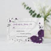 royal paars zilver grijs floral geometric RSVP kaartje (Staand voorkant)