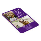 Royal Paarse 2 foto's Save the Date Bruiloft Magneet (Rechterzijde)