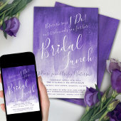 Royal paarse abstracte kunst bruids lunch kaart