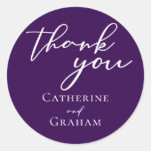 Royal Paarse avond bruiloft gepersonaliseerd Ronde Sticker (Voorkant)