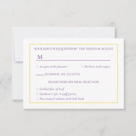 Royal paarse bloemenwijnstokken antwoordkaart RSVP kaartje (Voorkant)