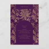 Royal Paarse Damask Receptie Details Kaart (Voorkant)