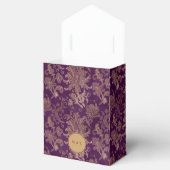 Royal Paarse Damast Monogram Bruiloft Favor Box Bedankdoosjes (Geopend)