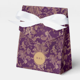 Royal Paarse Damast Monogram Bruiloft Favor Box Bedankdoosjes