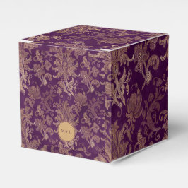 Royal Paarse Damast Monogram Bruiloft Favor Box Bedankdoosjes