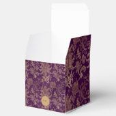 Royal Paarse Damast Monogram Bruiloft Favor Box Bedankdoosjes (Geopend)