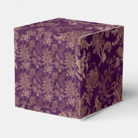 Royal Paarse Damast Monogram Bruiloft Favor Box Bedankdoosjes (Achterkant)