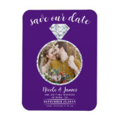 Royal Paarse Diamond Ring Foto Save the Date Magneet (Verticaal)