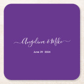 Royal paarse - elegant script gepersonaliseerd kartonnen onderzetters (Voorkant)