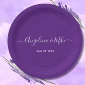 Royal paarse - elegant script gepersonaliseerd papieren bordje