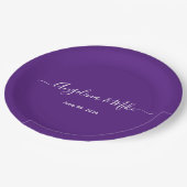 Royal paarse - elegant script gepersonaliseerd papieren bordje (Gekanteld)
