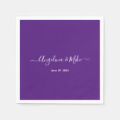 Royal paarse - elegant script gepersonaliseerd servet (Voorkant)