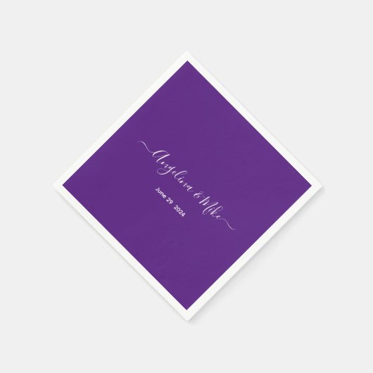 Royal paarse - elegant script gepersonaliseerd servet (Hoek)
