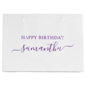 Royal Paarse Elegant Script Handtekening Naam Groot Cadeauzakje (Voorkant)