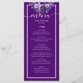 Royal Paarse Elegant Violet Botanisch Wedding Menu (Voorkant)