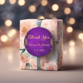 Royal Paarse en Goud Dank U Wedding Favoriet Ronde Sticker