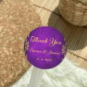 Royal Paarse en Goud Dank U Wedding Favoriet Ronde Sticker