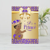 Royal Paarse en Gouden Afro-Amerikaanse Prince Cro Kaart (Staand voorkant)