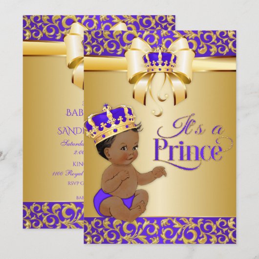 Royal Paarse en Gouden Afro-Amerikaanse Prince Cro Kaart (Voorkant / Achterkant)