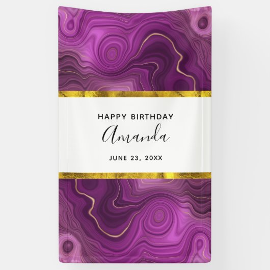 Royal Paarse en gouden Agaat met Faux Gold Foil Spandoek (Verticaal)