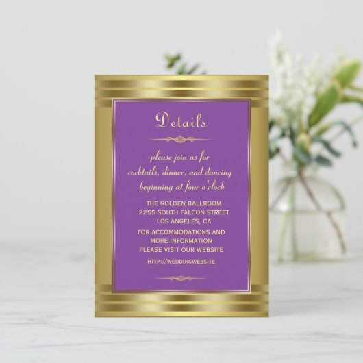 Royal Paarse en Gouden Baby bruiloft Kaart (Staand voorkant)