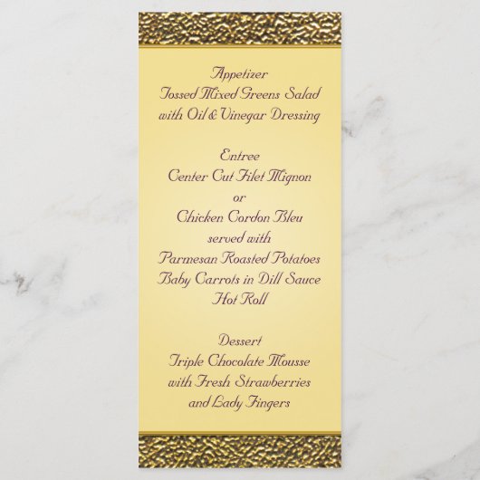 Royal Paarse en Gouden Bloemen Menu Kaart (Achterkant)