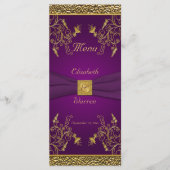 Royal Paarse en Gouden Bloemen Menu Kaart (Voorkant)