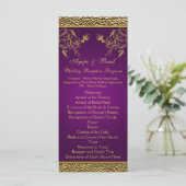 Royal Paarse en Gouden Bloemen Menu Kaart (Staand voorkant)