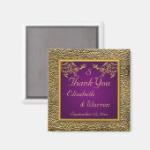 Royal Paarse en gouden bloemenbruiloft gunst magne Magneet (Voorkant / Achterkant)