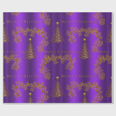 Royal Paarse en gouden kerst inpakpapier (Vlak)